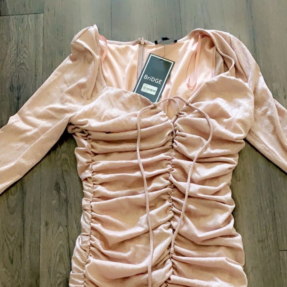 Bridge Pink Ruched Dress, Size Large